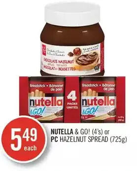 Shoppers Drug Mart Nutella & go! or pc hazelnut spread offer