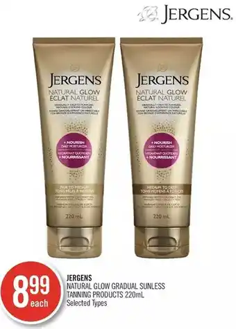 Shoppers Drug Mart Jergens natural glow gradual sunless tanning products offer