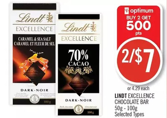 Shoppers Drug Mart Lindt excellence chocolate bar offer