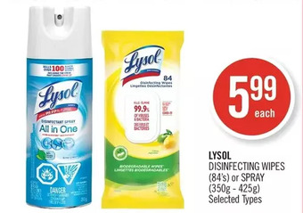 Shoppers Drug Mart Lysol disinfecting wipes or spray offer