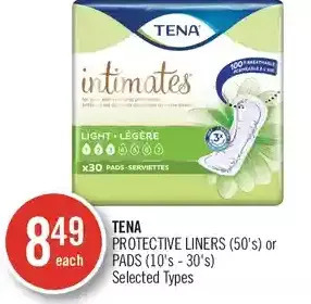 Shoppers Drug Mart Tena protective liners or pads offer