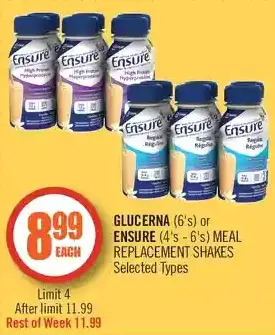 Shoppers Drug Mart Glucerna or ensure meal replacement shakes offer