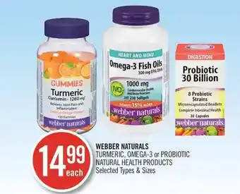 Shoppers Drug Mart Webber naturals turmeric, omega-3 or probiotic natural health products offer