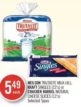 Shoppers Drug Mart Neilson trutaste milk, kraft singles or cracker barrel natural cheese slices offer