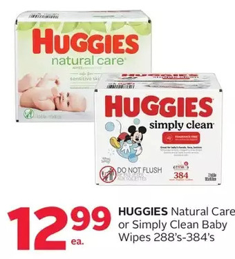 Rexall Huggies natural care or simply clean baby wipes offer