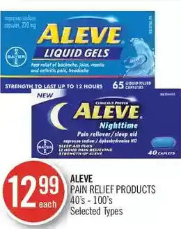Shoppers Drug Mart Aleve pain relief products offer