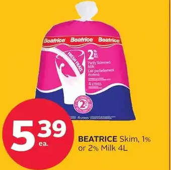 Rexall Beatrice skim, 1% or 2% milk offer