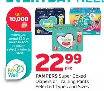 Rexall Pampers super boxed diapers or training pants offer