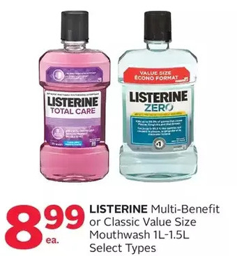 Rexall Listerine multi-benefit or classic value size mouthwash offer