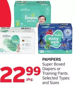 Rexall Pampers super boxed diapers or training pants offer