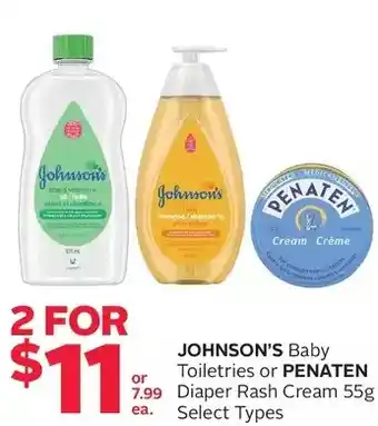Rexall Johnson's baby toiletries or penaten diapers rash cream offer