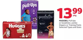 Rexall Huggies, pull-ups or goodnites jumbo diapers or training pants offer