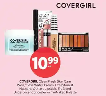 Rexall Covergirl clean fresh skin care weightless water cream, exhibitionist mascara, outlast lipstick, trublend undercover conceale offer