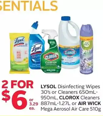 Rexall Lysol disinfecting wipes or cleaners, clorox cleaners or air wick mega aerosol air care offer