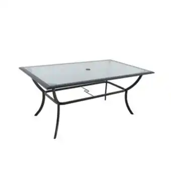 Lowe's Style selections glenn hill 39.96-in x 65.94-in rectangular outdoor dining table with umbrella hole offer
