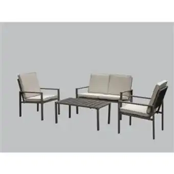 Lowe's Infinity beige brown metal patio conversation set with off-white linen cushions included - 4-piece offer