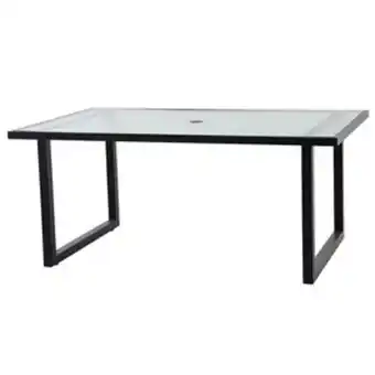 Lowe's Style selections 39.37-in w x 67.32-in l rectangular outdoor dining table with umbrella hole offer