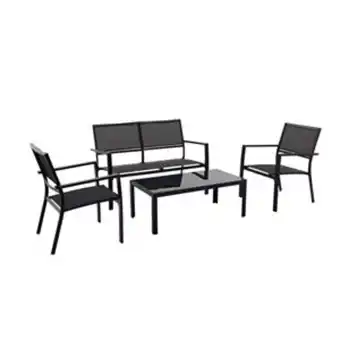Lowe's Style selections carlson black metal frame patio conversation set - 4-piece offer