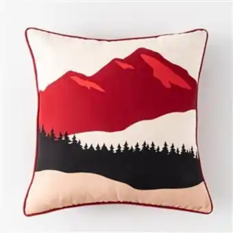 Lowe's Style selections 18in x 18-in red and white outdoor cushion - canadian landscape print offer