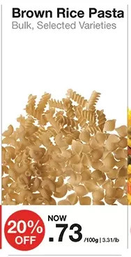 Bulk Barn Brown rice pasta offer