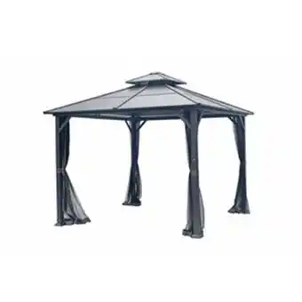 Lowe's Style selections 10-ft x 10-ft dark grey galvanized steel gazebo with vented roof offer
