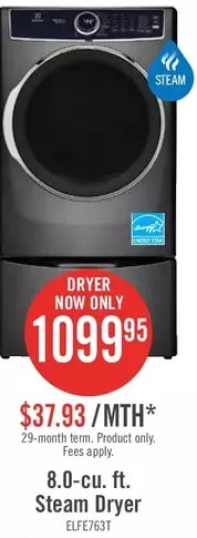 The Brick Electrolux 8.0-cu. ft. steam dryer offer