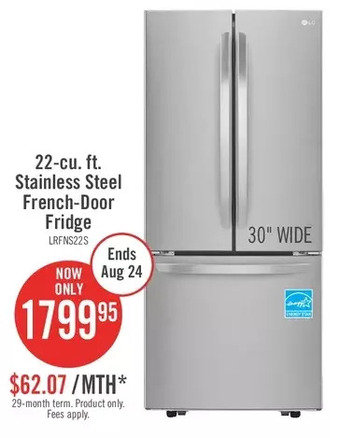The Brick Lg 21.8 cu. ft. 3-door french door refrigerator offer