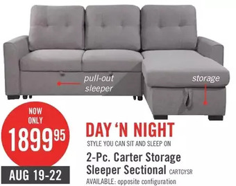The Brick Carter 2-piece linen-look fabric right-facing sleeper sectional - solis grey offer