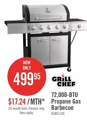 The Brick Grill chef 72,000 btu propane gas barbecue offer