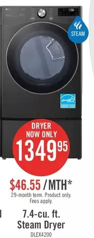The Brick Lg 7.4-cu. ft. steam dryer offer