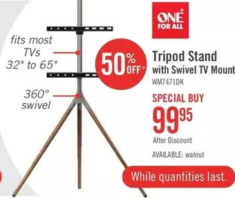 The Brick One for all 360-degree swivel tripod television mount offer