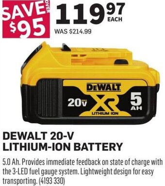 Co-op Dewalt 20-V Lithium-Ion Battery offer