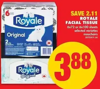 No Frills Royale Facial Tissue 6x72 or 6x100 offer