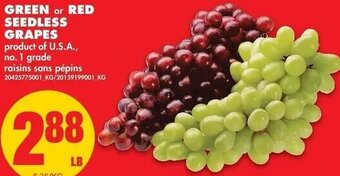 No Frills Green or Red Seedless Grapes offer