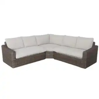 Allen + roth maitland brown wicker/steel outdoor sectional with beige olefin cushions