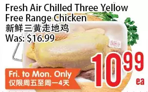 Bestco Food Mart Fresh air chilled three yellow free range chicken offer