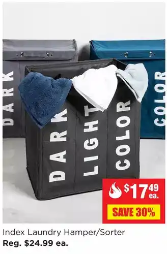 Kitchen Stuff Plus Index laundry hamper/sorter offer