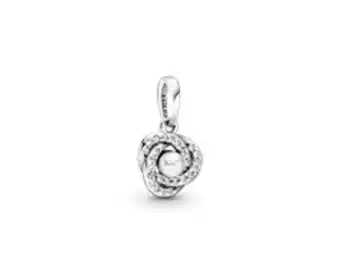 Pandora Pendentif à perle artificielle blanche laquée nœud scintillant offer