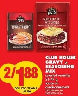 No Frills Club House Gravy or Seasoning Mix 21-47g offer