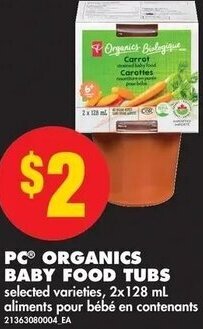 No Frills PC Organics Baby Food Tubs 2x128ml offer