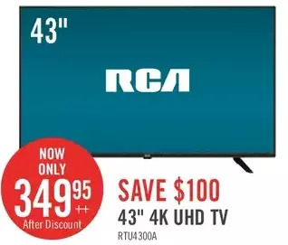 The Brick Rca 43" 4k uhd tv offer