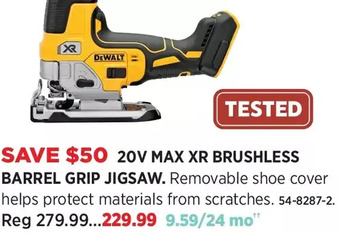 Canadian Tire Dewalt 20v max xr brushless barrel grip jigsaw offer