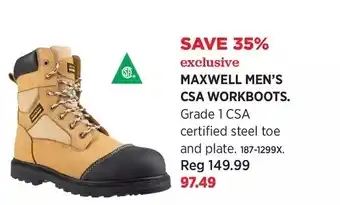 Canadian Tire Maxwell men's csa workboots offer
