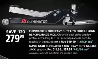 Canadian Tire Motomaster eliminator 3-ton heavy-duty low profile long reach garage jack | eliminator 3-ton heavy-duty garage jack offer