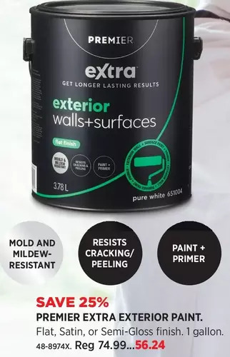 Canadian Tire Premier extra exterior paint offer