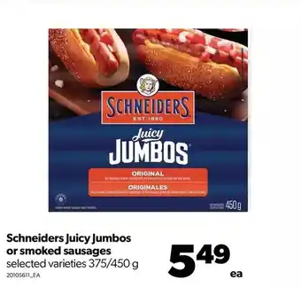 Real Canadian Superstore Schneiders juicy jumbos or smoked sausages offer