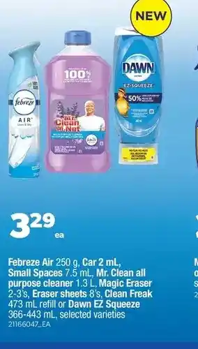 Real Canadian Superstore Febreze air, car, small spaces, mr. clean all purpose cleaner, magic eraser, eraser sheets, clean freak or dawn ez squeeze offer
