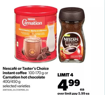 Real Canadian Superstore Nescafe or taster's choice instant coffee or carnation hot chocolate offer