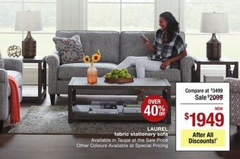 La Z Boy Laurel fabric stationary sofa offer