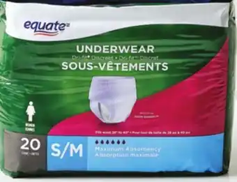 Walmart Equate women's absorbency underwear offer